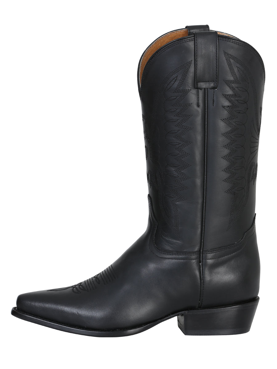 Rodeo Bravo x El General Men's Pointed Toe Leather Cowboy Boots - Made in Mexico - Black 135 — view 2