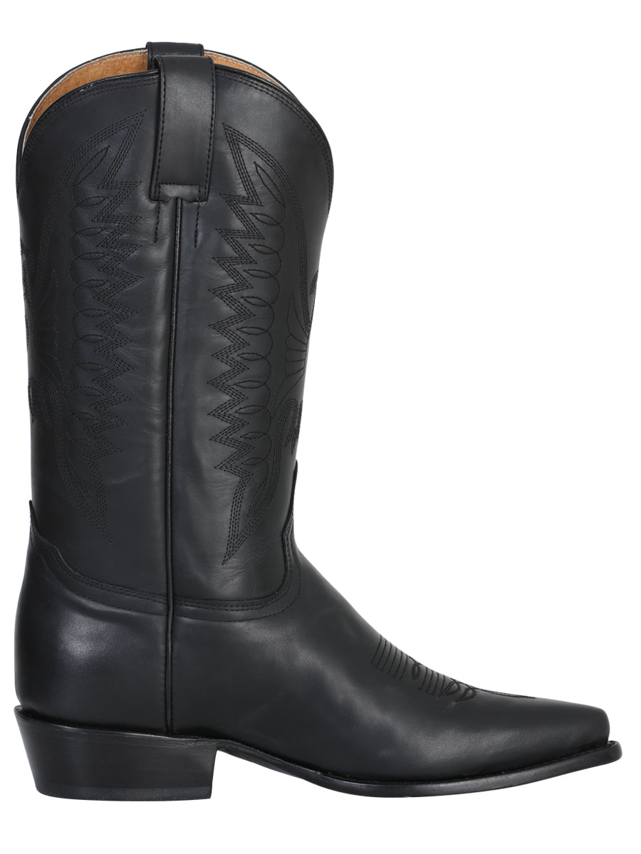 Rodeo Bravo x El General Men's Pointed Toe Leather Cowboy Boots - Made in Mexico - Black 135 — view 3