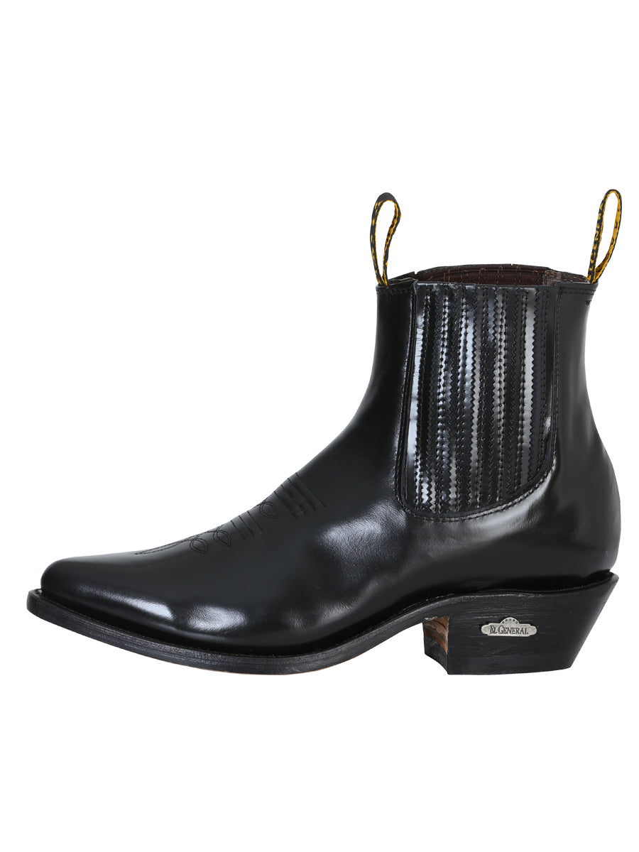 El General Men's Leather Pointed Toe Cowboy Ankle Boot - Made in Mexico - Chameleon Black 181 — view 2