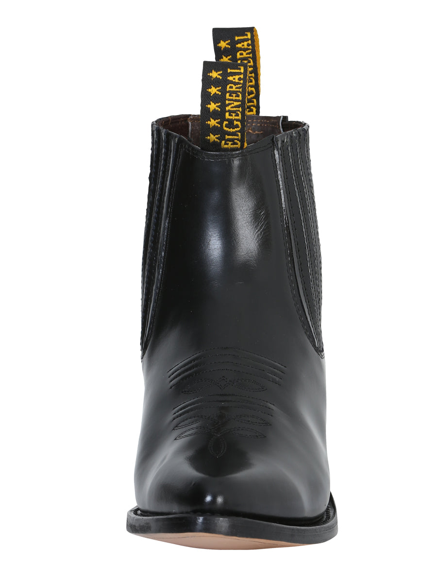 El General Men's Leather Pointed Toe Cowboy Ankle Boot - Made in Mexico - Chameleon Black 181 — view 4