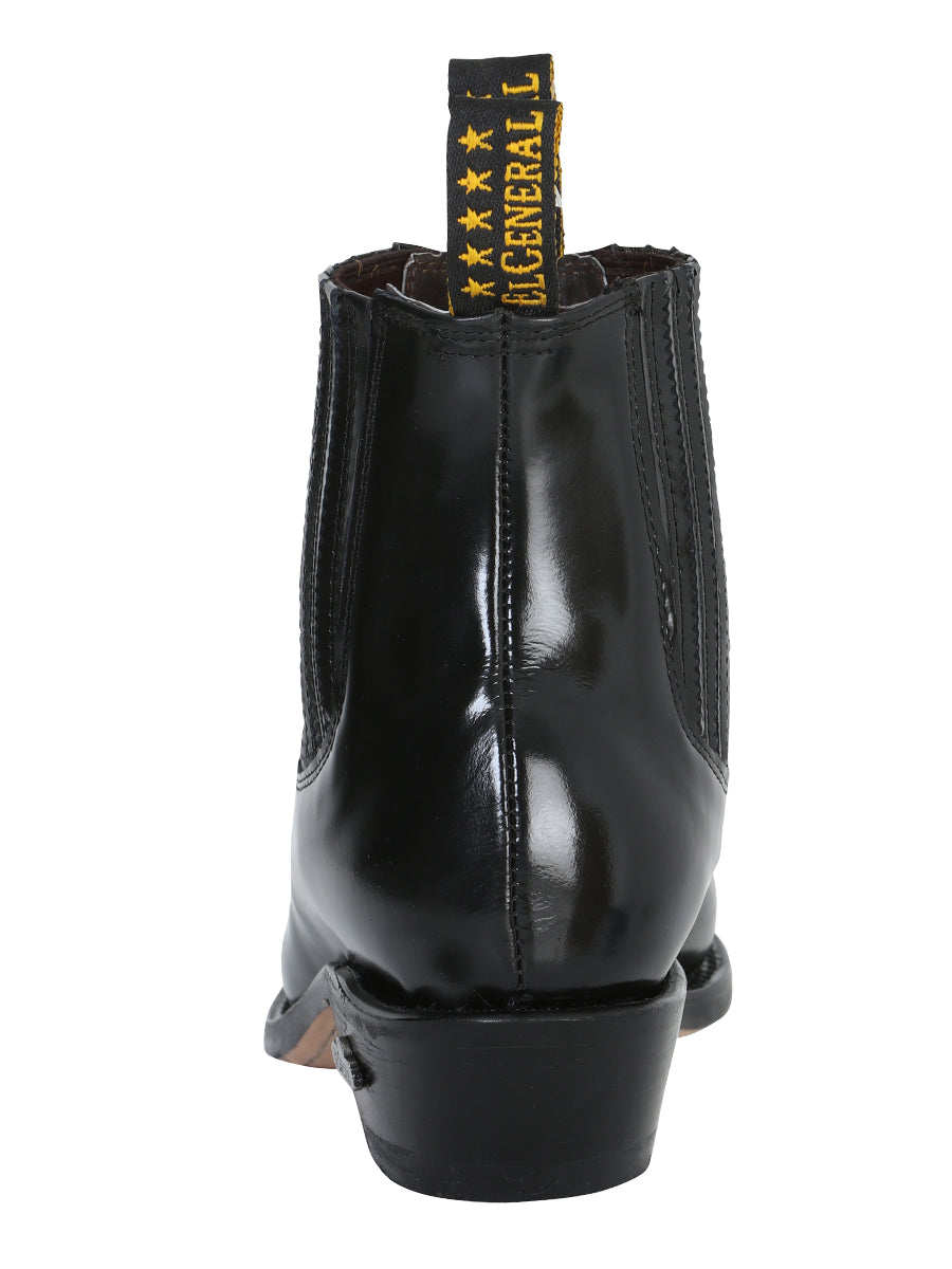El General Men's Leather Pointed Toe Cowboy Ankle Boot - Made in Mexico - Chameleon Black 181 — view 5