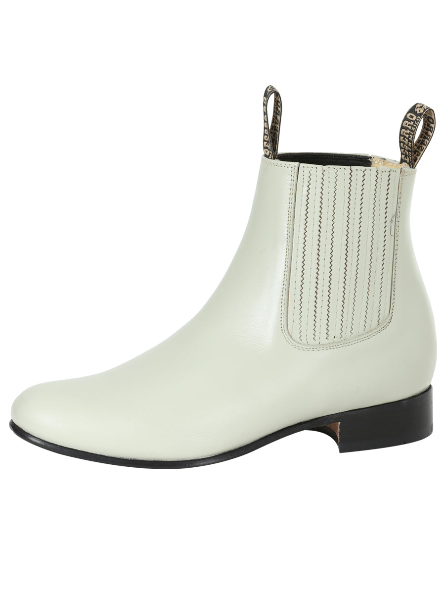 El Besserro Charro Men's Leather Cowboy Ankle Boot - Made in Mexico - Leather Bone 201 — view 2