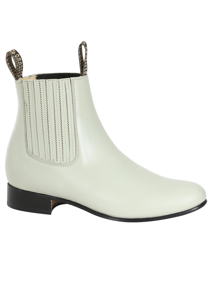 El Besserro Charro Men's Leather Cowboy Ankle Boot - Made in Mexico - Leather Bone 201 — view 3