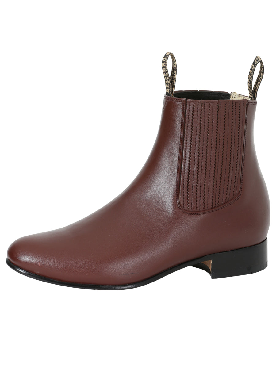 El Besserro Charro Men's Leather Cowboy Ankle Boot - Made in Mexico - Wine 202 — view 2