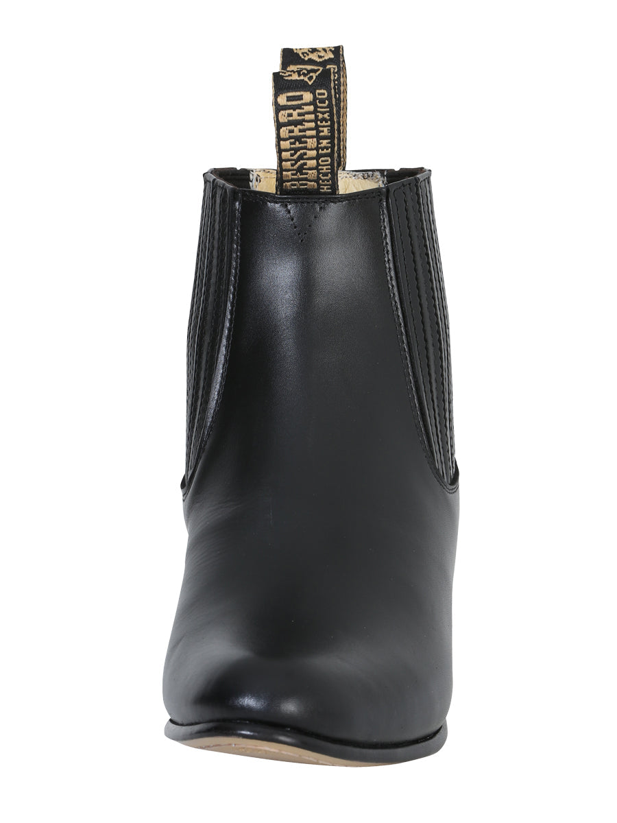 El Besserro Charro Men's Leather Cowboy Ankle Boot - Made in Mexico - Black 207 — view 4