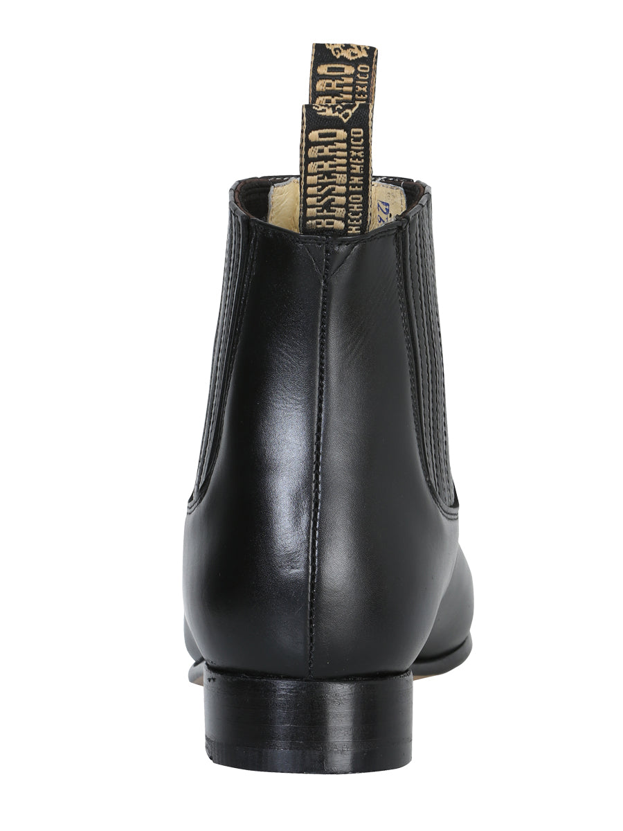 El Besserro Charro Men's Leather Cowboy Ankle Boot - Made in Mexico - Black 207 — view 5