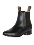 El Besserro Charro Men's Leather Cowboy Ankle Boot - Made in Mexico - Black 207