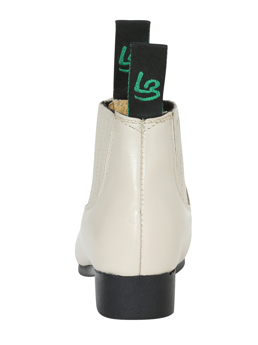 La Barca Kids Charro Leather Ankle Cowboy Boot - Bone White Style 216 — view 4