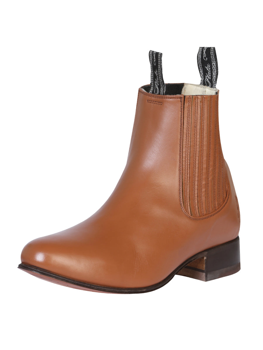 El Canelo "Plata" Men's Charro Ankle Cowboy Boot - Made in Mexico - Atlas Maple 227
