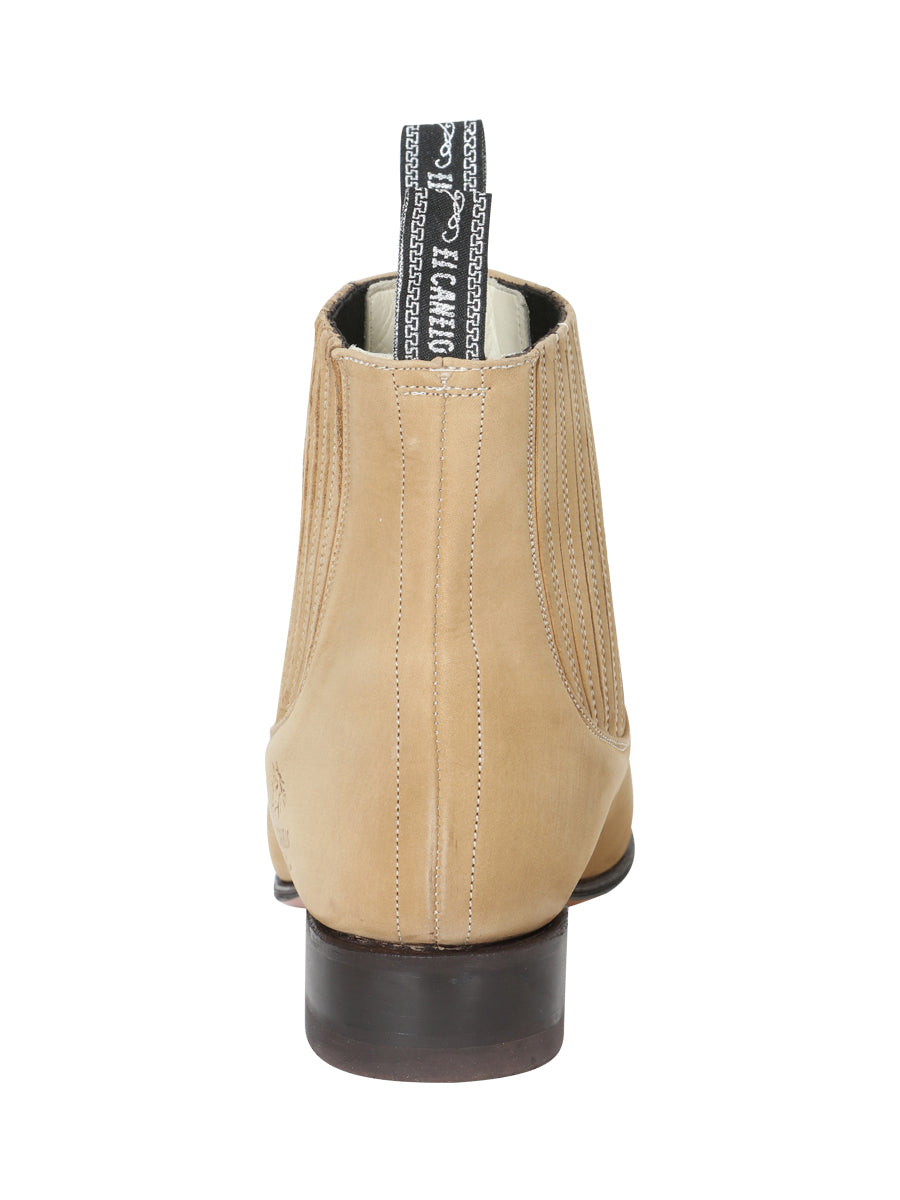 El Canelo "Plata" Men's Charro Ankle Cowboy Boot - Made in Mexico - Suede Atlas Sand 228 — view 6