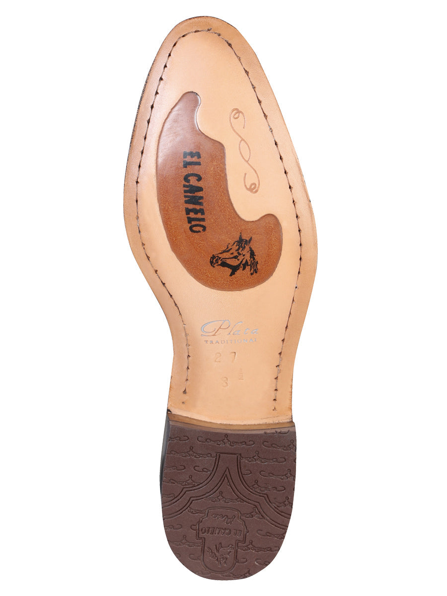 El Canelo "Plata" Men's Charro Ankle Cowboy Boot - Made in Mexico - Bone White 229 — view 3