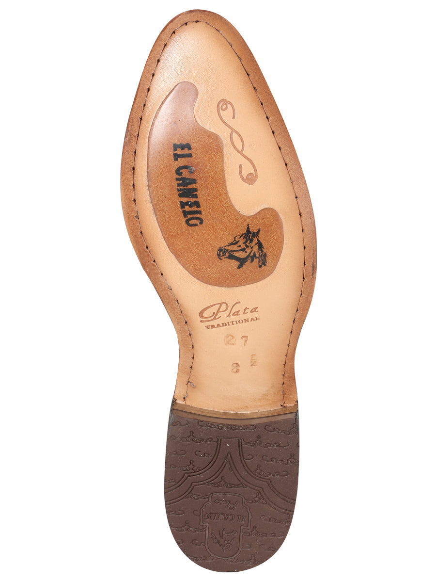 El Canelo "Plata" Men's Charro Ankle Cowboy Boot - Made in Mexico - Suede Beige 230 — view 3