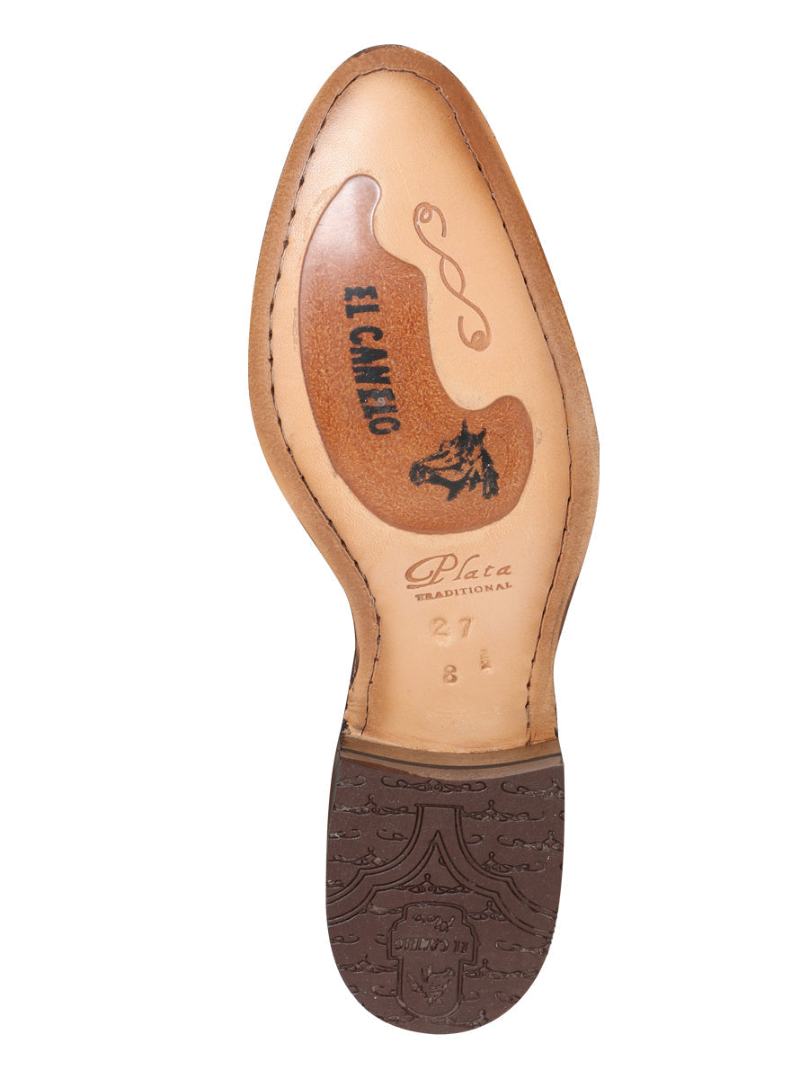 El Canelo "Plata" Men's Charro Ankle Cowboy Boot - Made in Mexico - Suede Topo 231 — view 6
