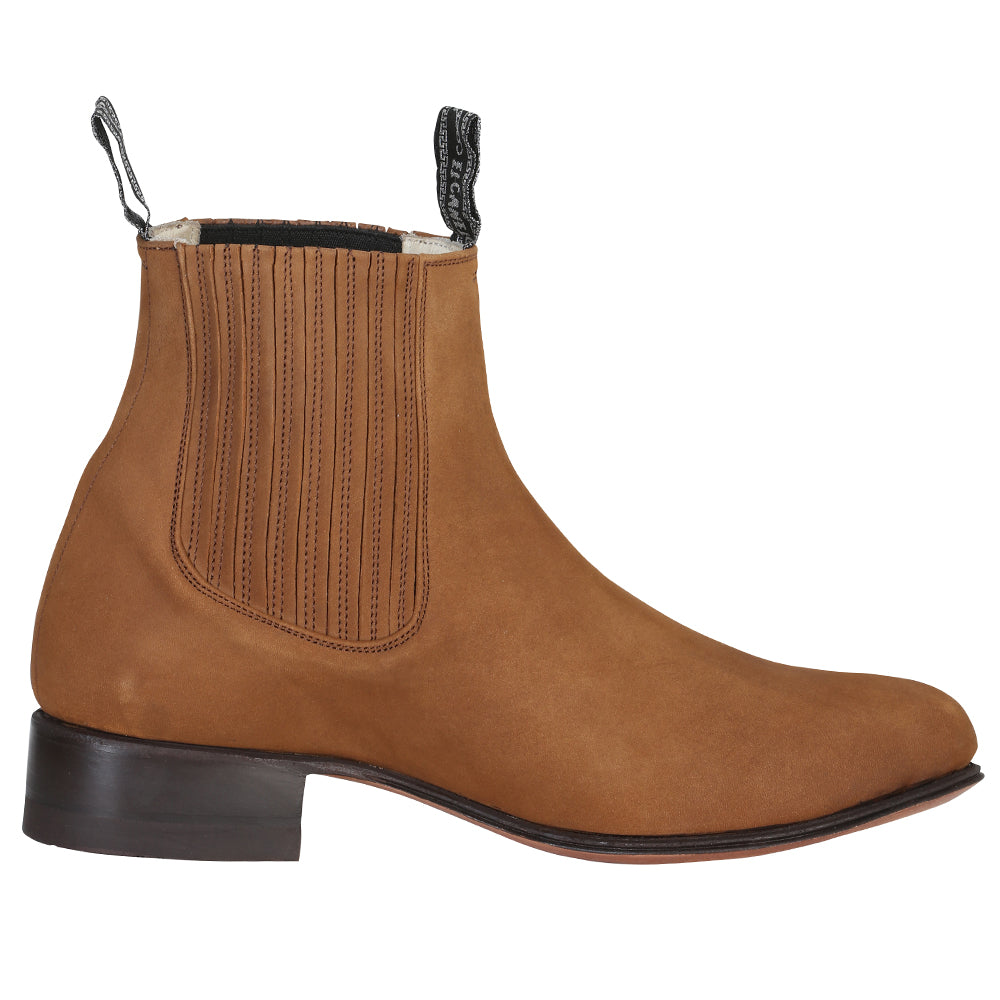 El Canelo "Plata" Men's Charro Ankle Cowboy Boot - Made in Mexico - Suede Topo 231 — view 2