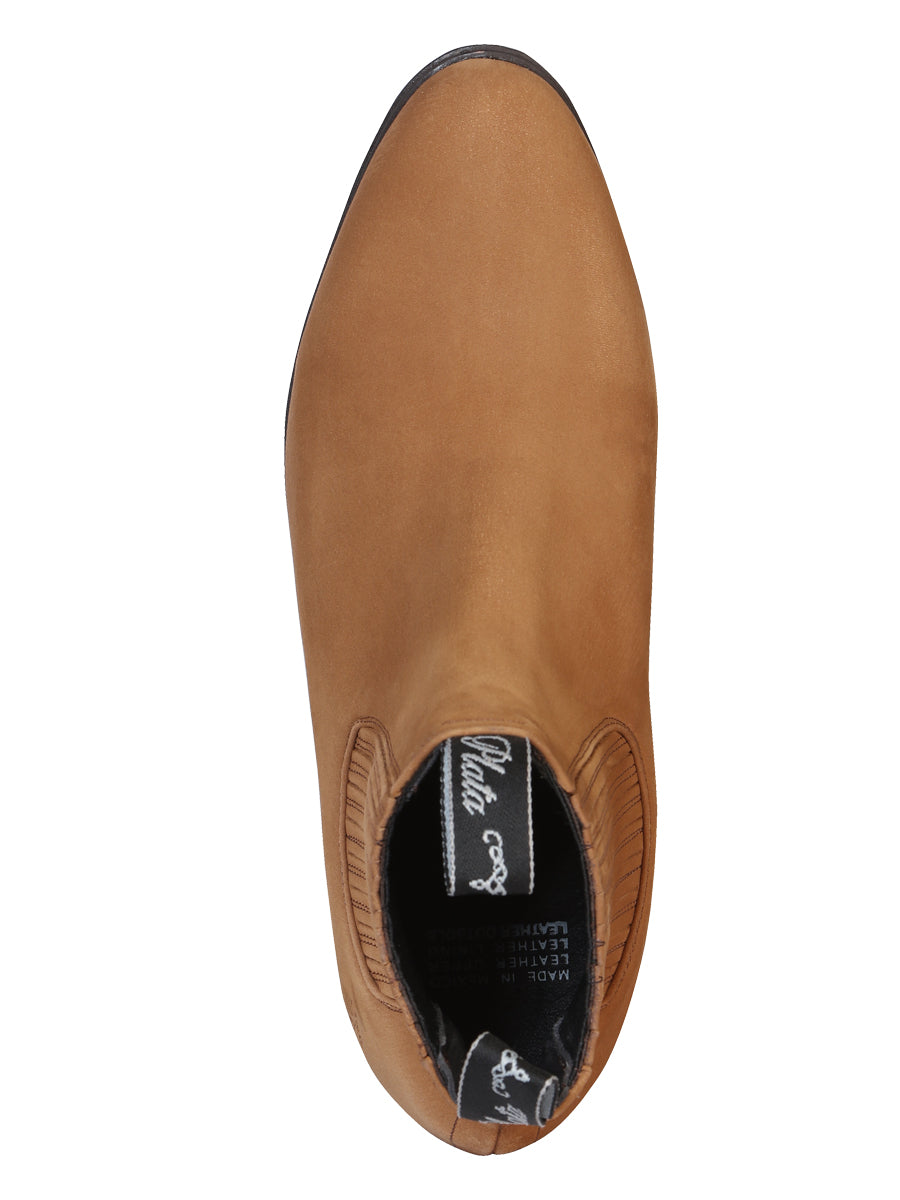 El Canelo "Plata" Men's Charro Ankle Cowboy Boot - Made in Mexico - Suede Topo 231 — view 5