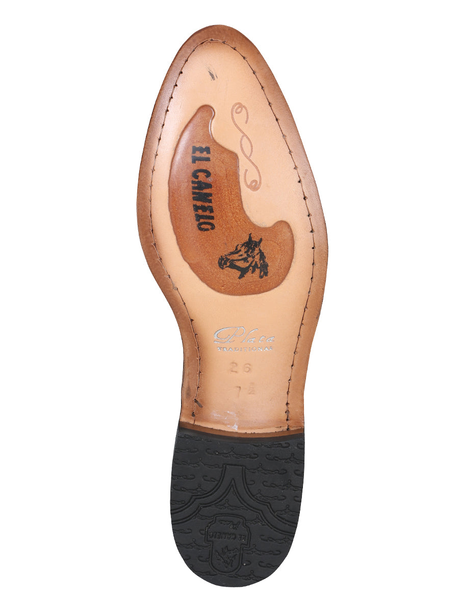 El Canelo "Plata" Men's Charro Ankle Cowboy Boot - Made in Mexico - Atlas Black 232 — view 7