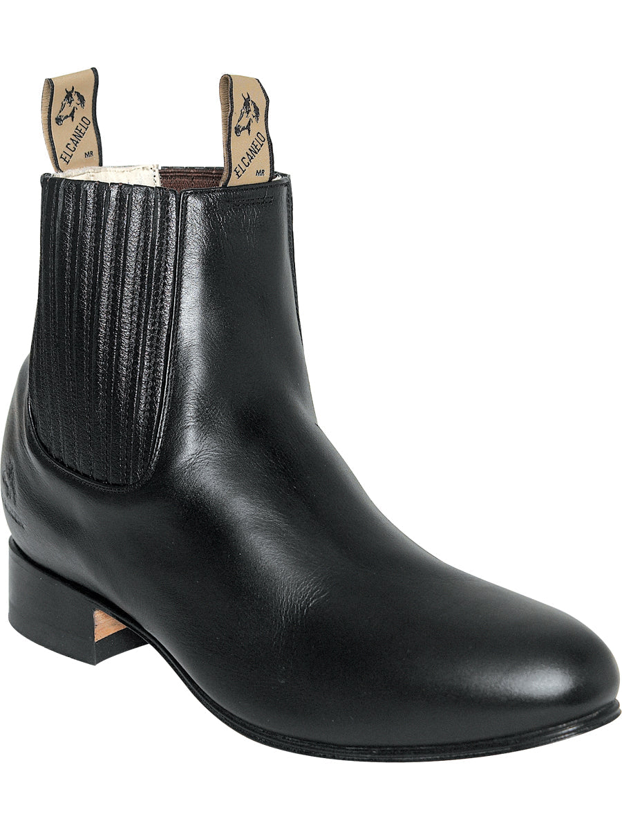 El Canelo "Plata" Men's Charro Ankle Cowboy Boot - Made in Mexico - Atlas Black 232 — view 2