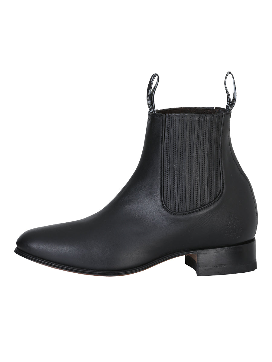 El Canelo "Plata" Men's Charro Ankle Cowboy Boot - Made in Mexico - Atlas Black 232 — view 3