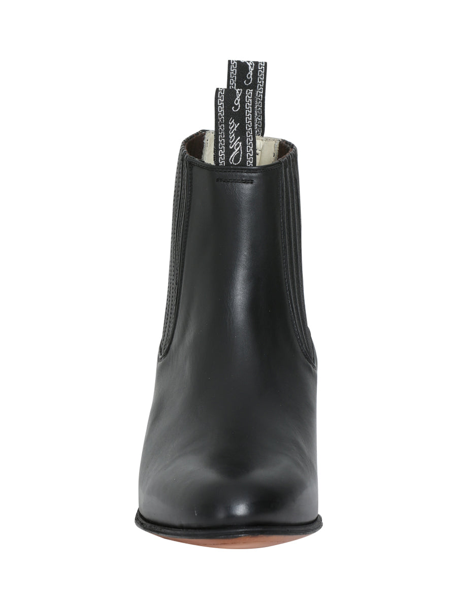 El Canelo "Plata" Men's Charro Ankle Cowboy Boot - Made in Mexico - Atlas Black 232 — view 4