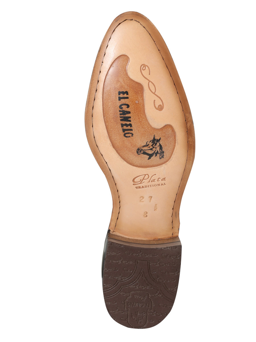 El Canelo "Plata" Men's Charro Ankle Cowboy Boot - Made in Mexico - Oyster White 233 — view 6