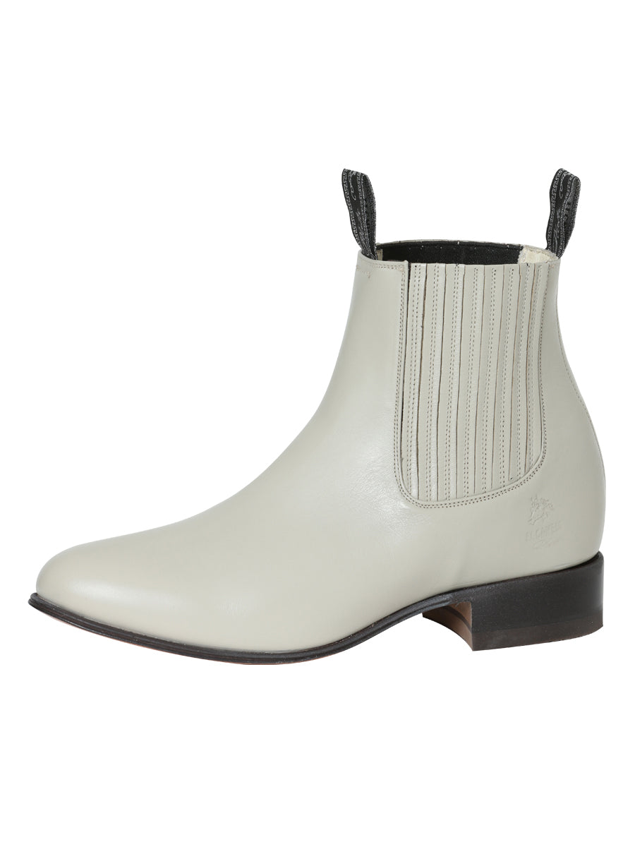 El Canelo "Plata" Men's Charro Ankle Cowboy Boot - Made in Mexico - Oyster White 233 — view 2