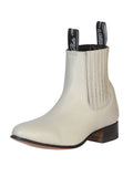 El Canelo "Plata" Men's Charro Ankle Cowboy Boot - Made in Mexico - Oyster White 233