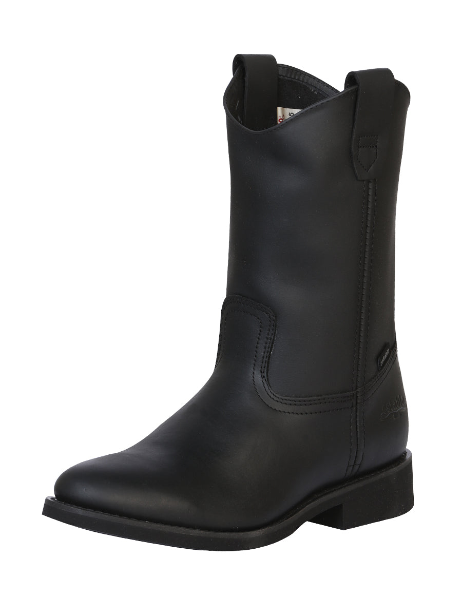 ESTABLO Men's Leather Work Boot - Made in Mexico - Grasso Black 311 — view 2