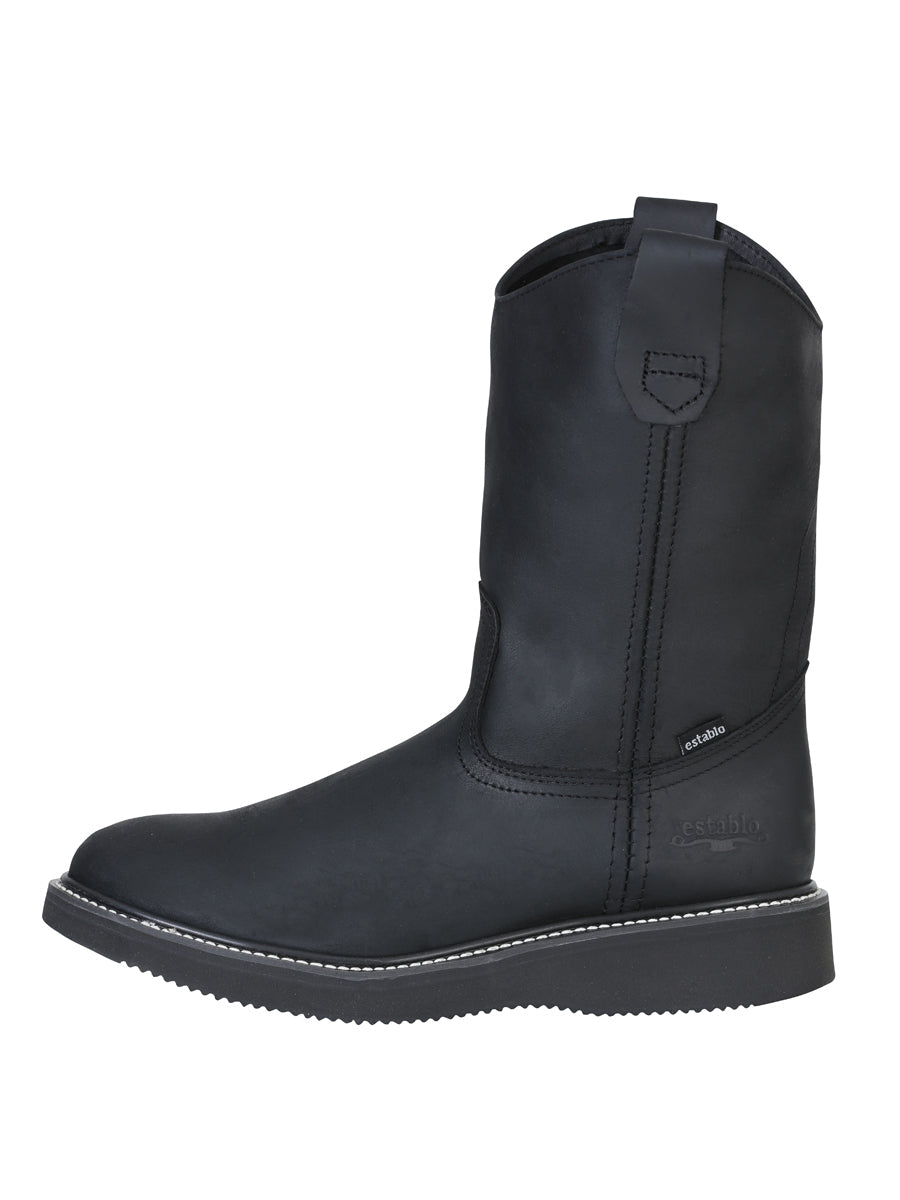 Establo Men’s Work Boot Grasso Leather - Black 312 — view 2