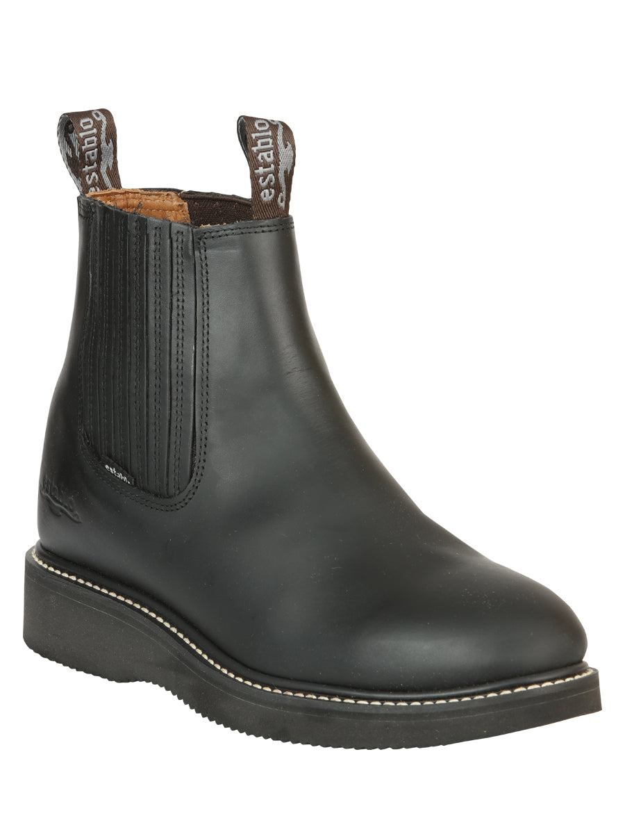 ESTABLO Men’s Leather Ankle Work Boot - Made in Mexico - Grasso Black 320 — view 2