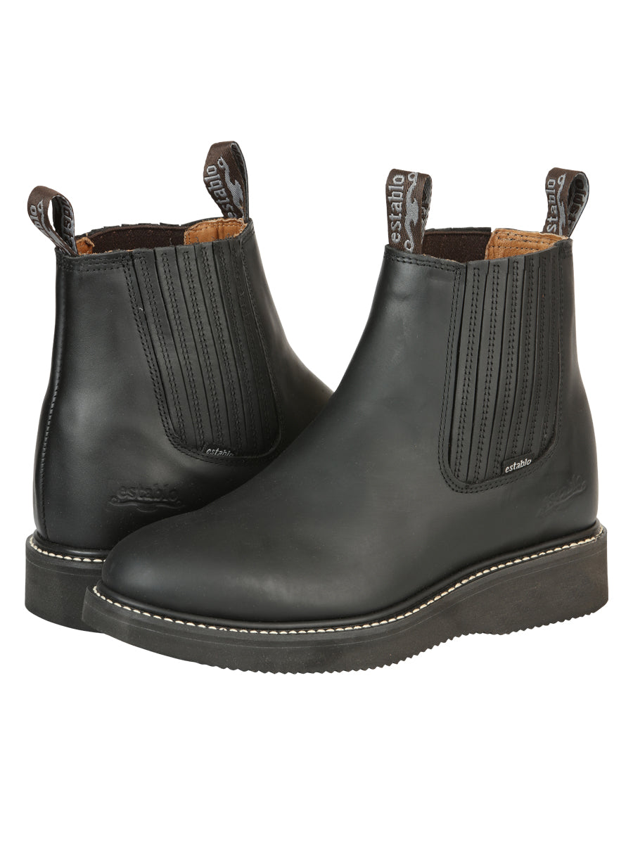 ESTABLO Men’s Leather Ankle Work Boot - Made in Mexico - Grasso Black 320 — view 3