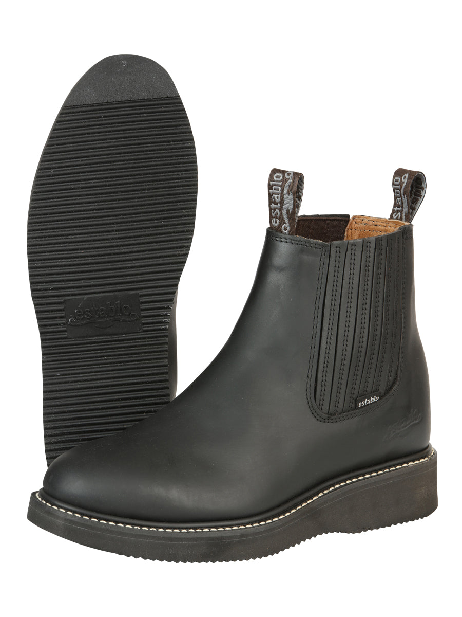 ESTABLO Men’s Leather Ankle Work Boot - Made in Mexico - Grasso Black 320 — view 4