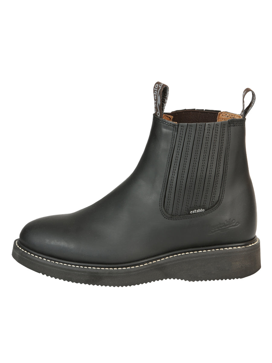 ESTABLO Men’s Leather Ankle Work Boot - Made in Mexico - Grasso Black 320 — view 5