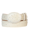 Men's Leather Cowboy Western Belt - Imitation Ostrich Bone White Style #700