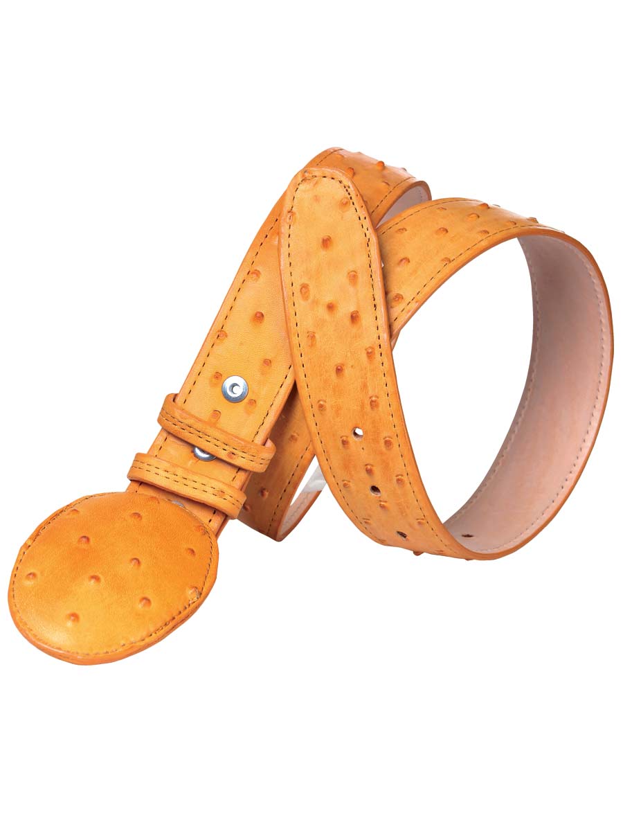 Men's Leather Cowboy Western Belt - Imitation Ostrich Butter Style #702 — view 2