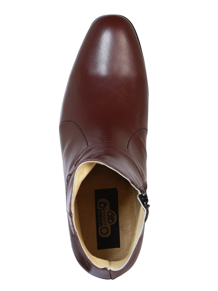 El Besserro Men's Cowboy Western Dress Boot - Made in Mexico - Goat Leather in Wine 1912 — view 5