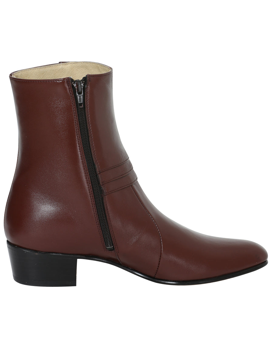 El Besserro Men's Cowboy Western Dress Boot - Made in Mexico - Goat Leather in Wine 1912 — view 3