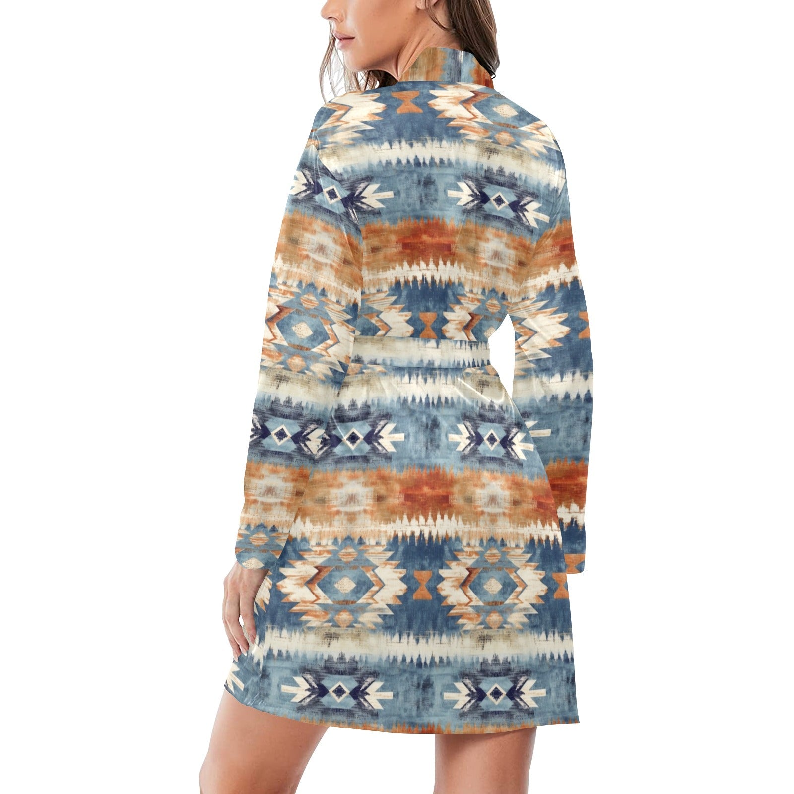 Baha Ranch Aztec Women's Long Sleeve Belted Satin Feel Dressing Lounge Robe by Baha Ranch Western Wear - product image 2