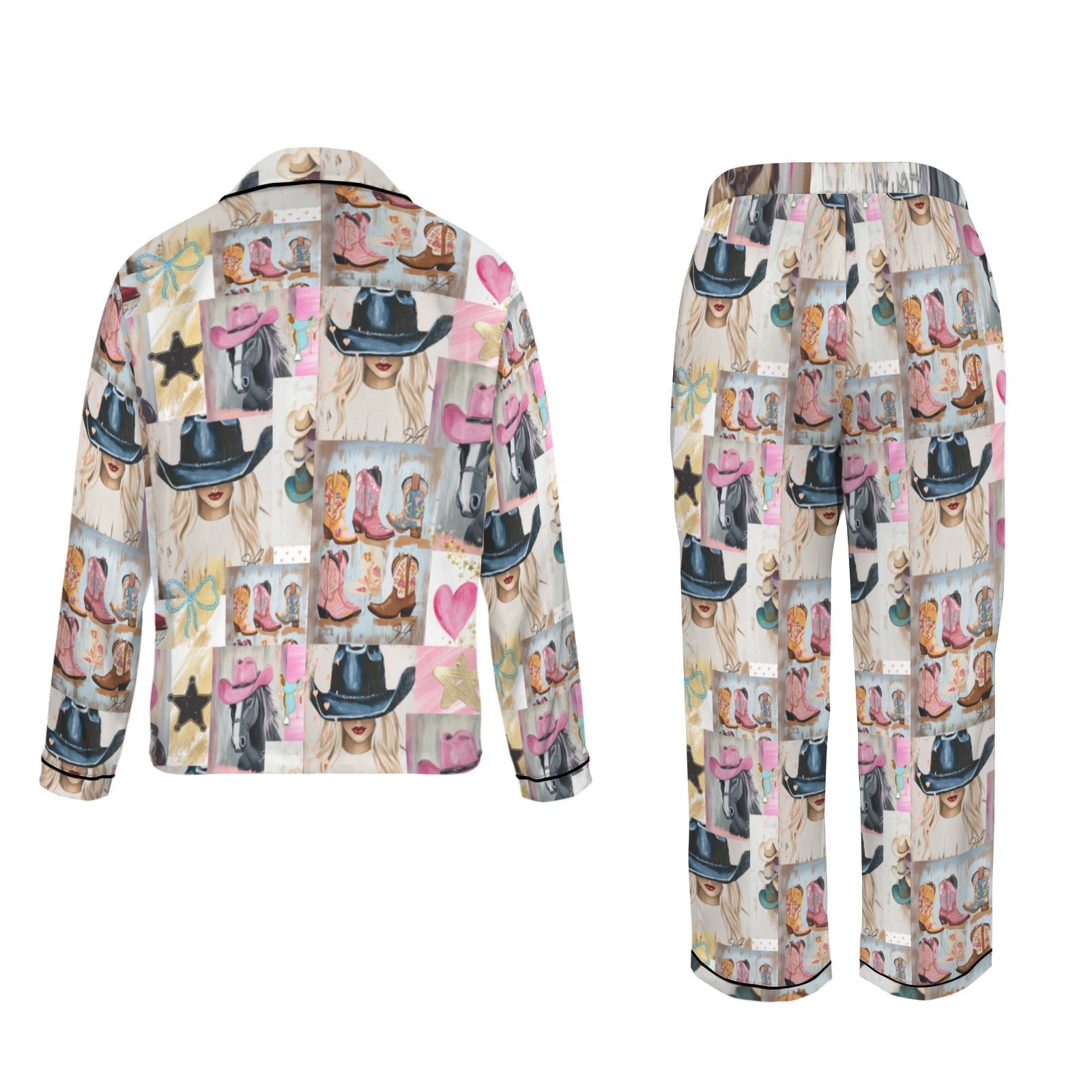 Baha Ranch Danilo Painted Cowgirl Western Satin Long Pajama Set by Baha Ranch Western Wear - product image 5