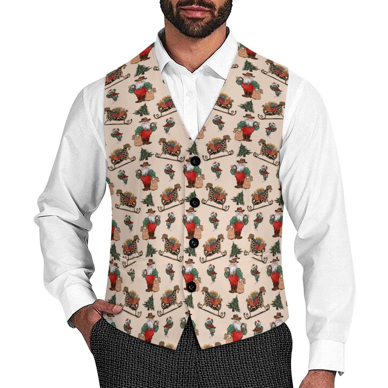 Baha Ranch Santa's Sleigh Men's Western Vest by Baha Ranch Western Wear