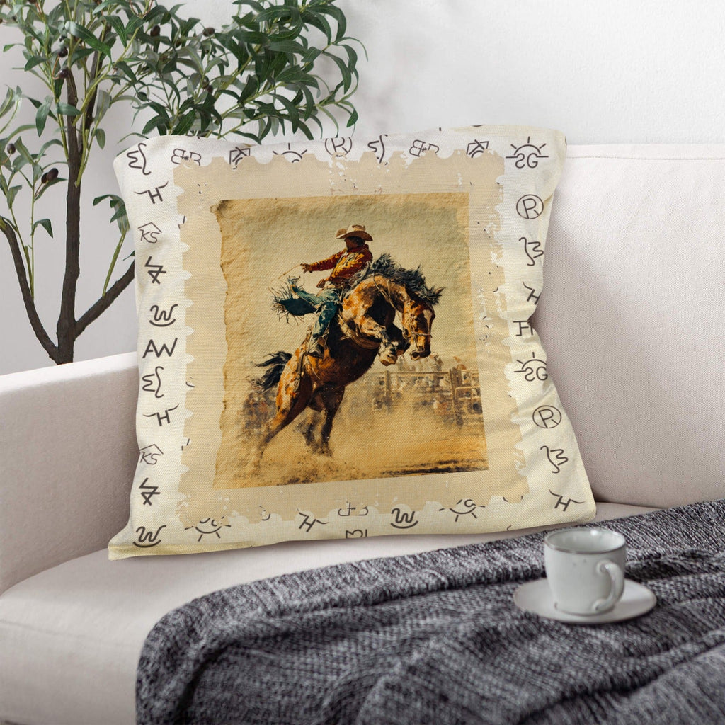 Baha Ranch Vintage Rodeo Stamp Throw Pillow Made in America by Baha Ranch Western Wear