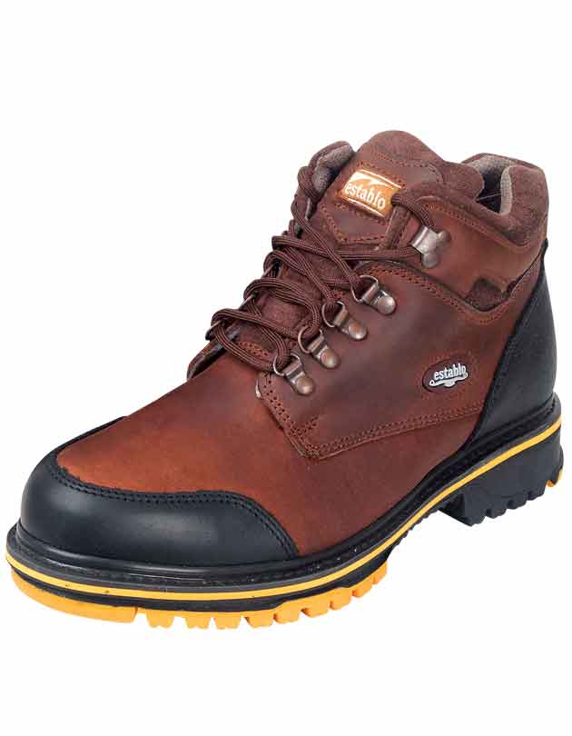 Establo Men's Work Ankle Boot - Black/Brown Lace-Up 10848 — view 2