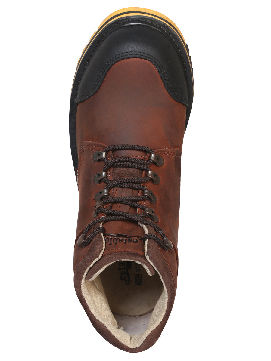Establo Men's Work Ankle Boot - Black/Brown Lace-Up 10848 — view 3