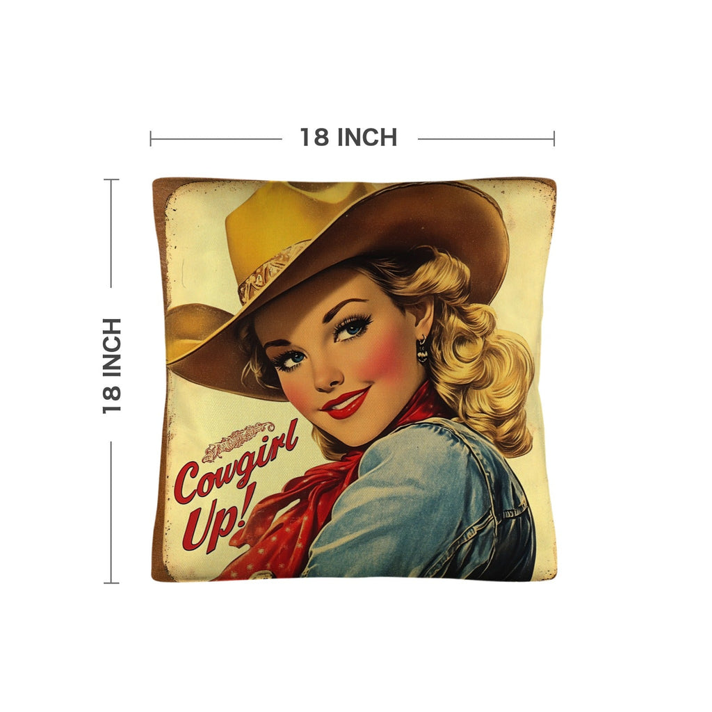 Baha Ranch Vintage Cowgirl Up Throw Pillow Case 18 x 18 Made in America by Baha Ranch Western Wear - product image 5