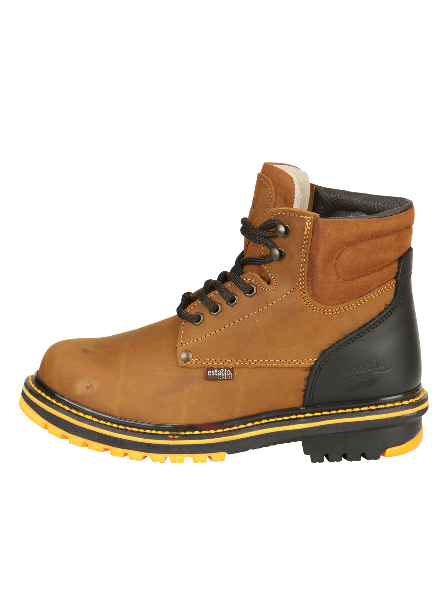 ESTABLO Men’s Leather Lace-Up Ankle Work Boot - Made in Mexico - Mango/Black 13359 — view 5