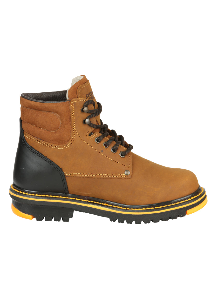 ESTABLO Men’s Leather Lace-Up Ankle Work Boot - Made in Mexico - Mango/Black 13359 — view 6