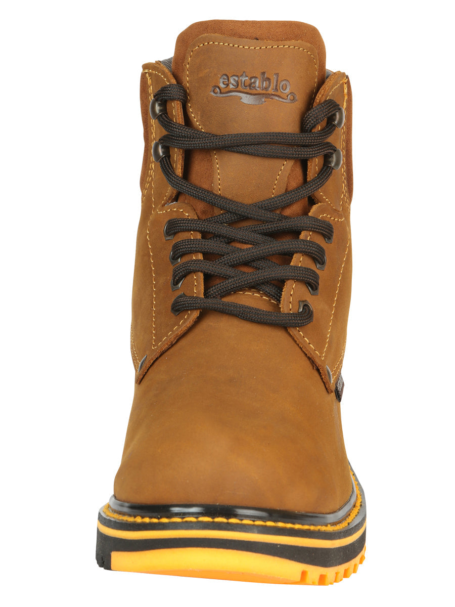 ESTABLO Men’s Leather Lace-Up Ankle Work Boot - Made in Mexico - Mango/Black 13359 — view 7