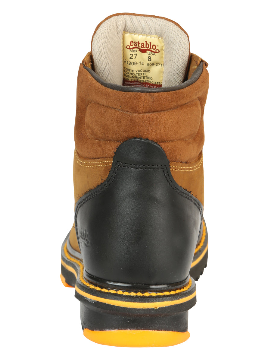 ESTABLO Men’s Leather Lace-Up Ankle Work Boot - Made in Mexico - Mango/Black 13359 — view 8