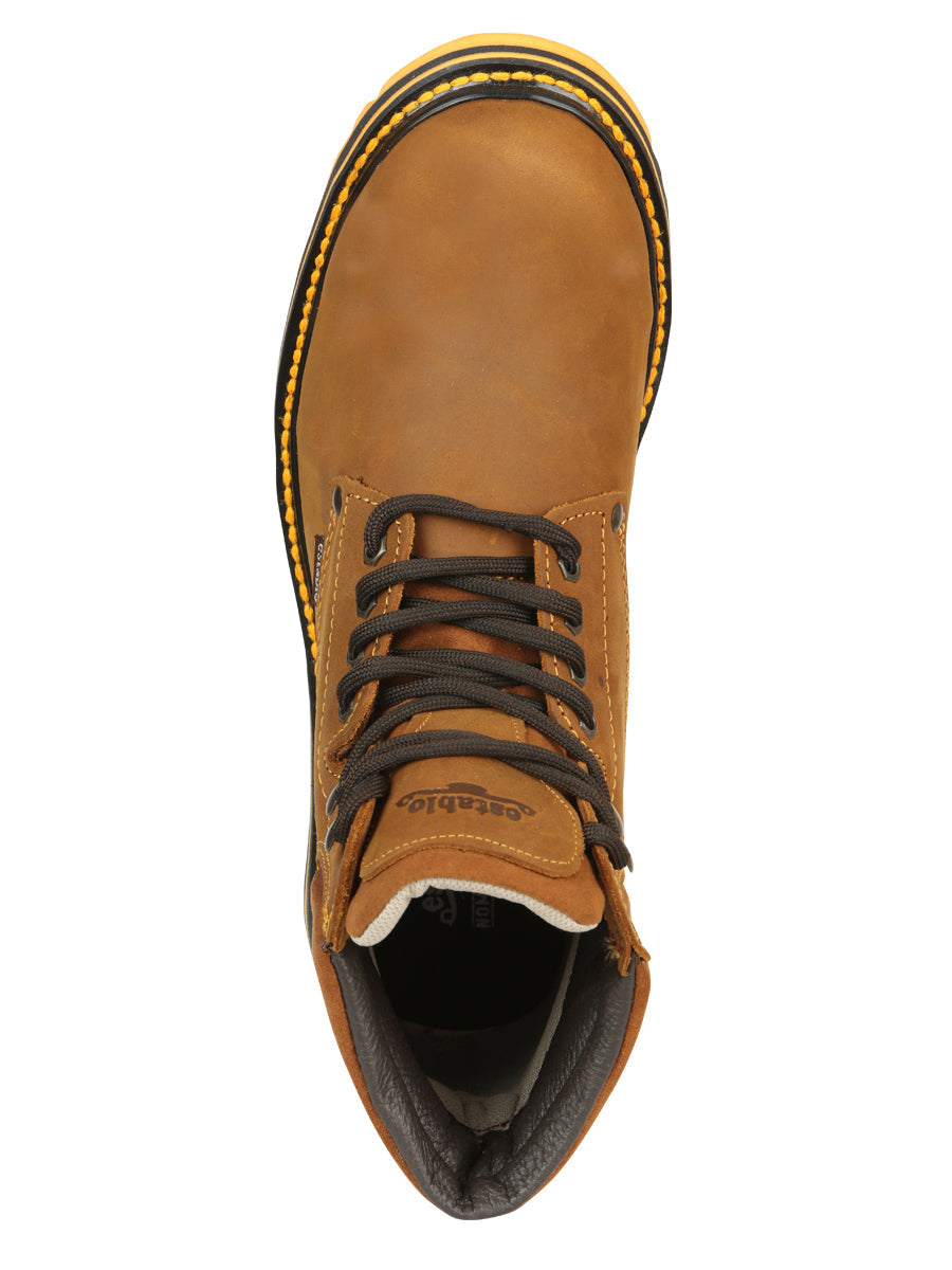 ESTABLO Men’s Leather Lace-Up Ankle Work Boot - Made in Mexico - Mango/Black 13359 — view 9