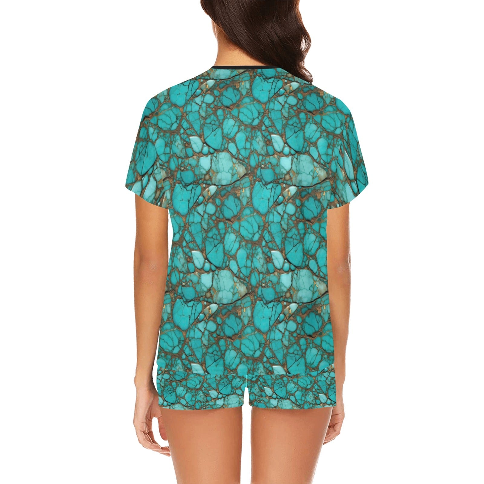 Baha Ranch All Turquoise Women's Top and Shorts Pajama Set by Baha Ranch Western Wear - product image 2