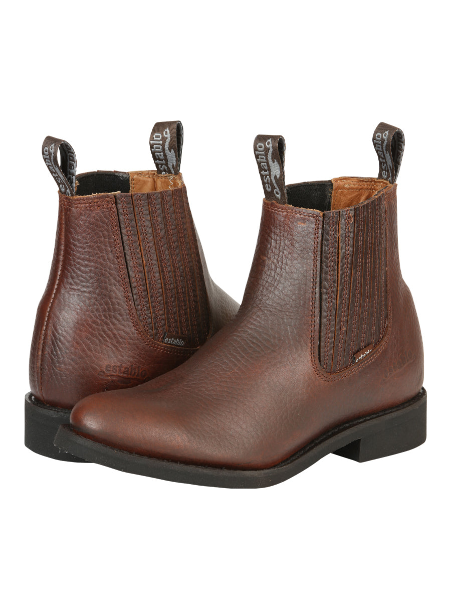 ESTABLO Men’s Leather Ankle Work Cowboy Boot - Bull Fight Leather - Honey 22954 — view 3